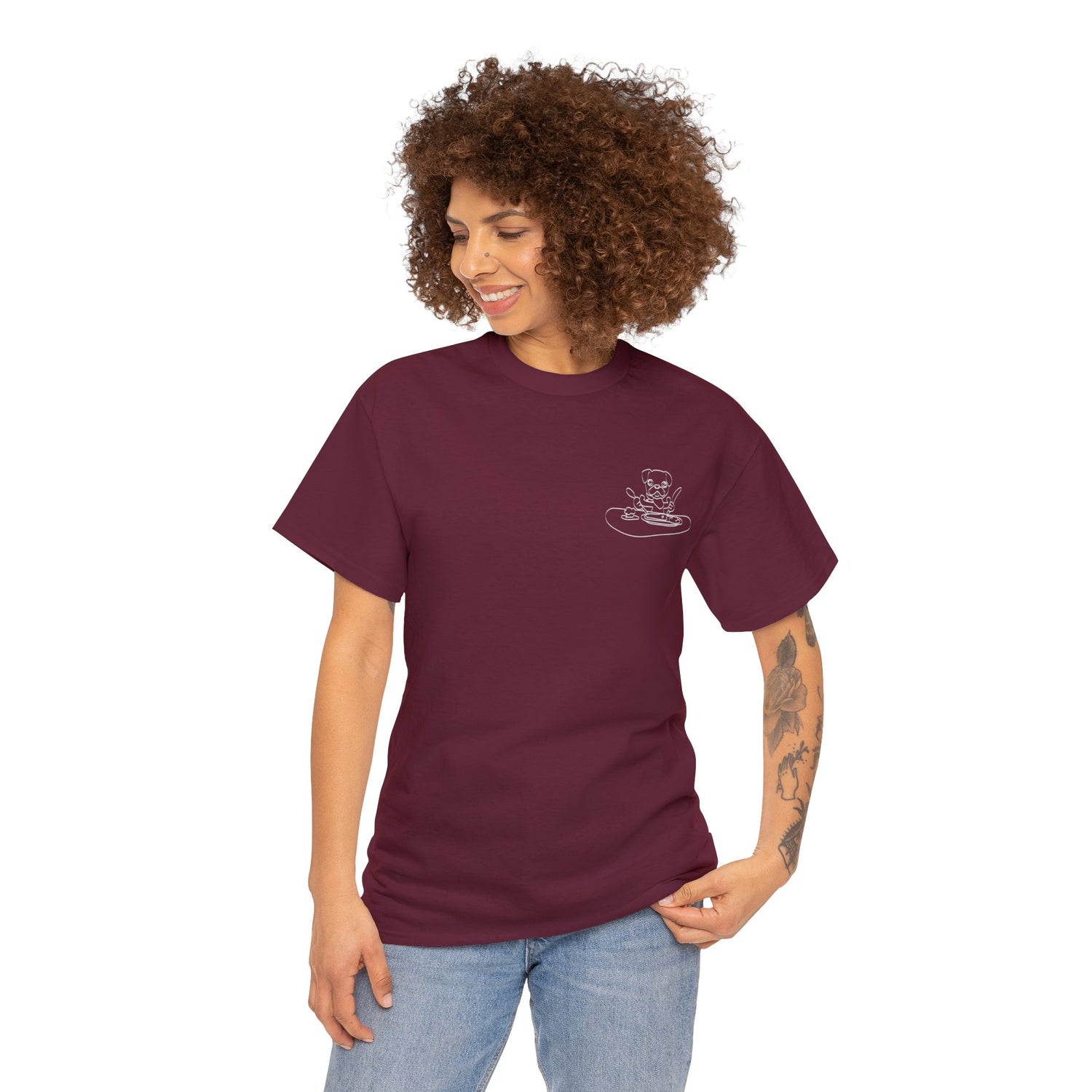 HUMAN FOOD PLEASE TEE MAROON