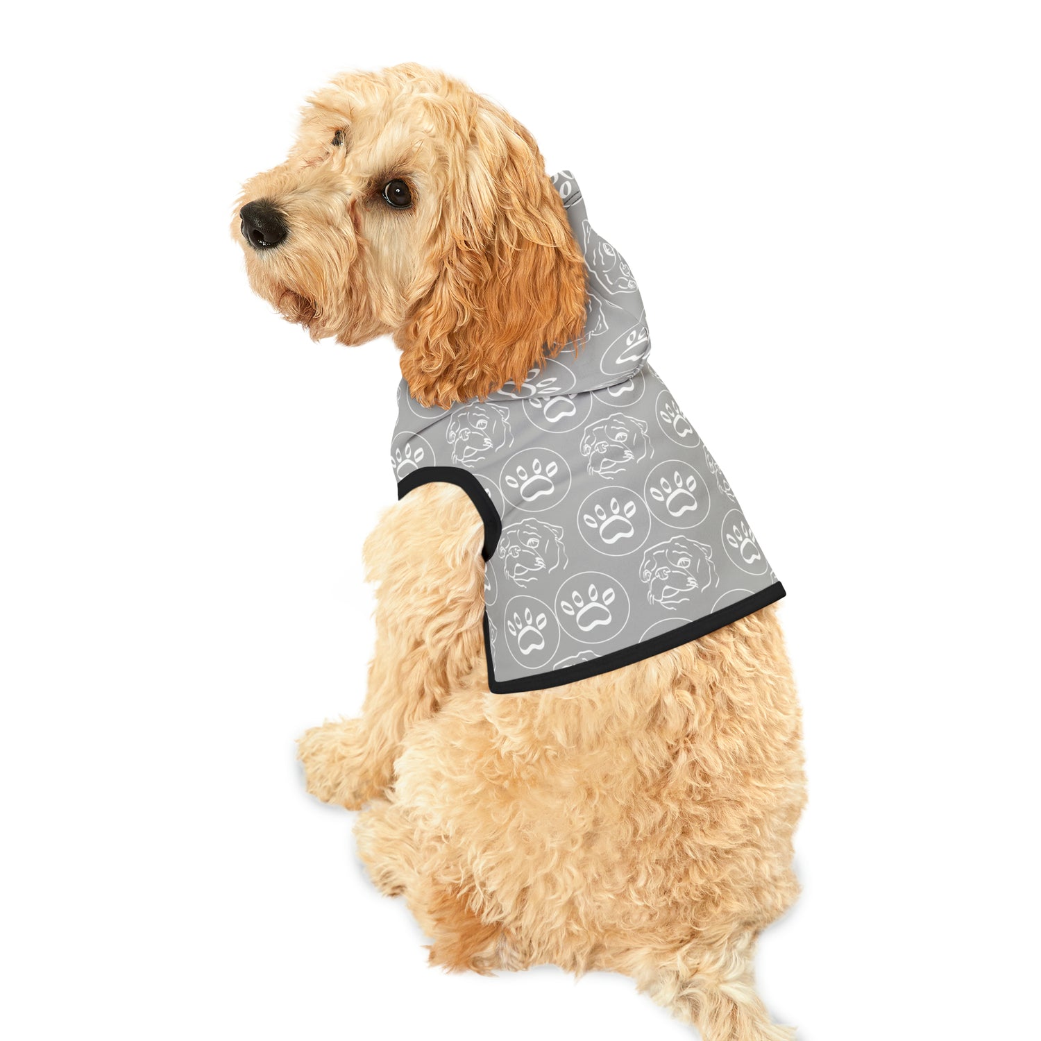 PUGGING PAWESOME HOODIE LIGHT GREY - BLACK RIB